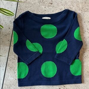 Crewcuts Navy and Green Polka Dot Sweater